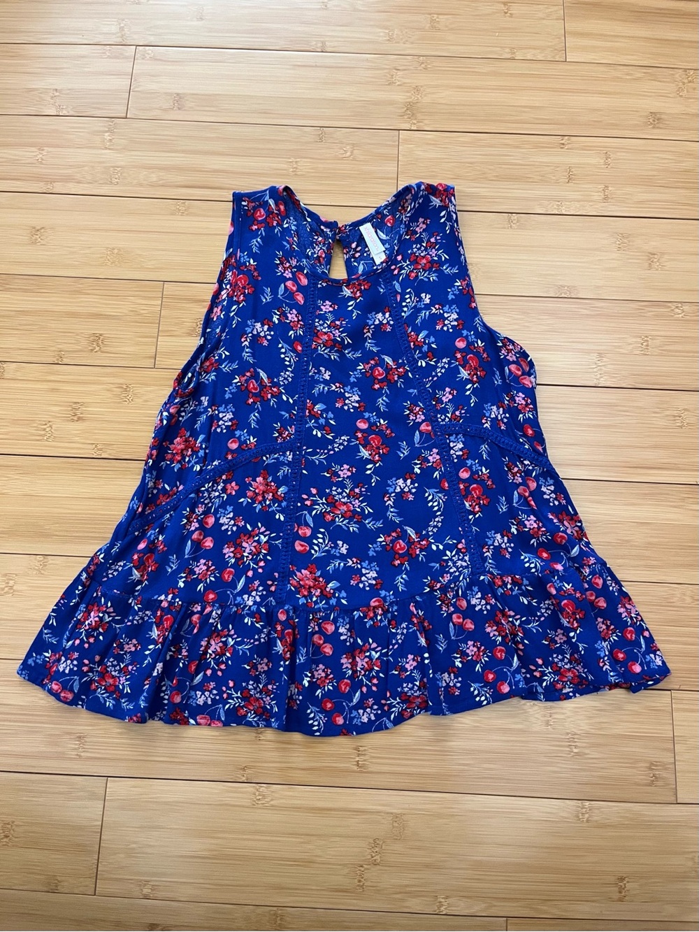 Xhilaration Royal Blue Floral Peplum Tank